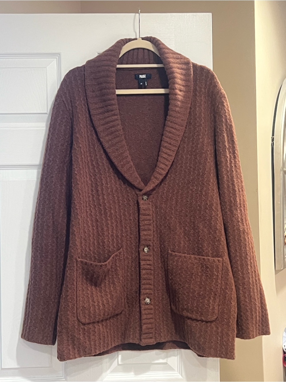 PAIGE Brown Men's Shawl Collar Button Cardigan